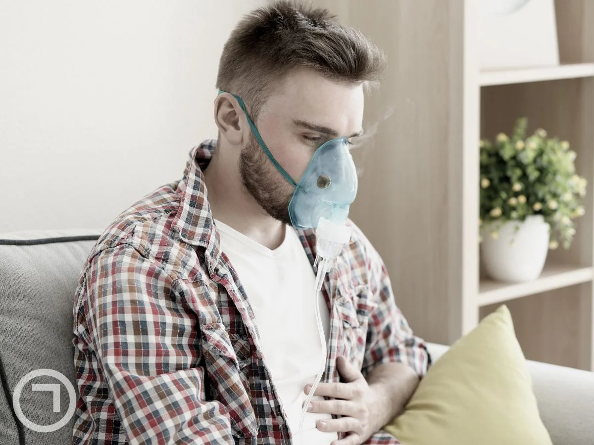 Man having allergy attack