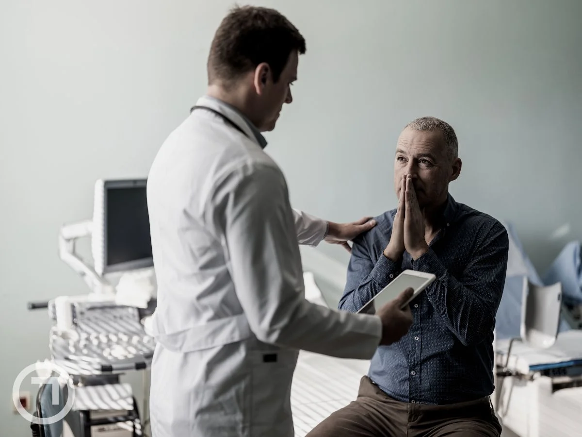 man facing mental issues and consulting doctor.