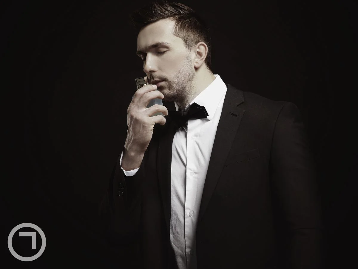 man checking perfume.
