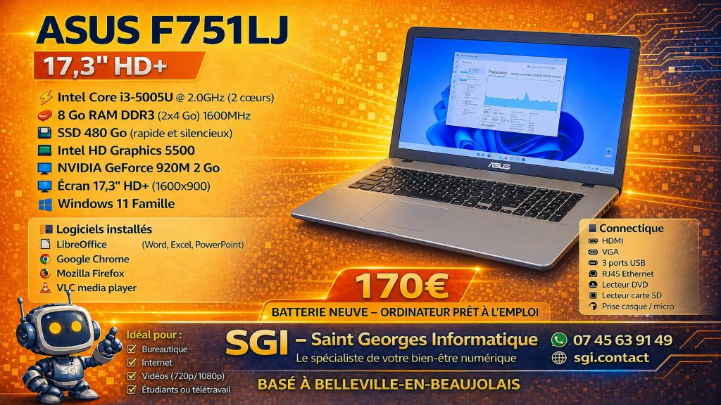 PC portable Asus F751LJ