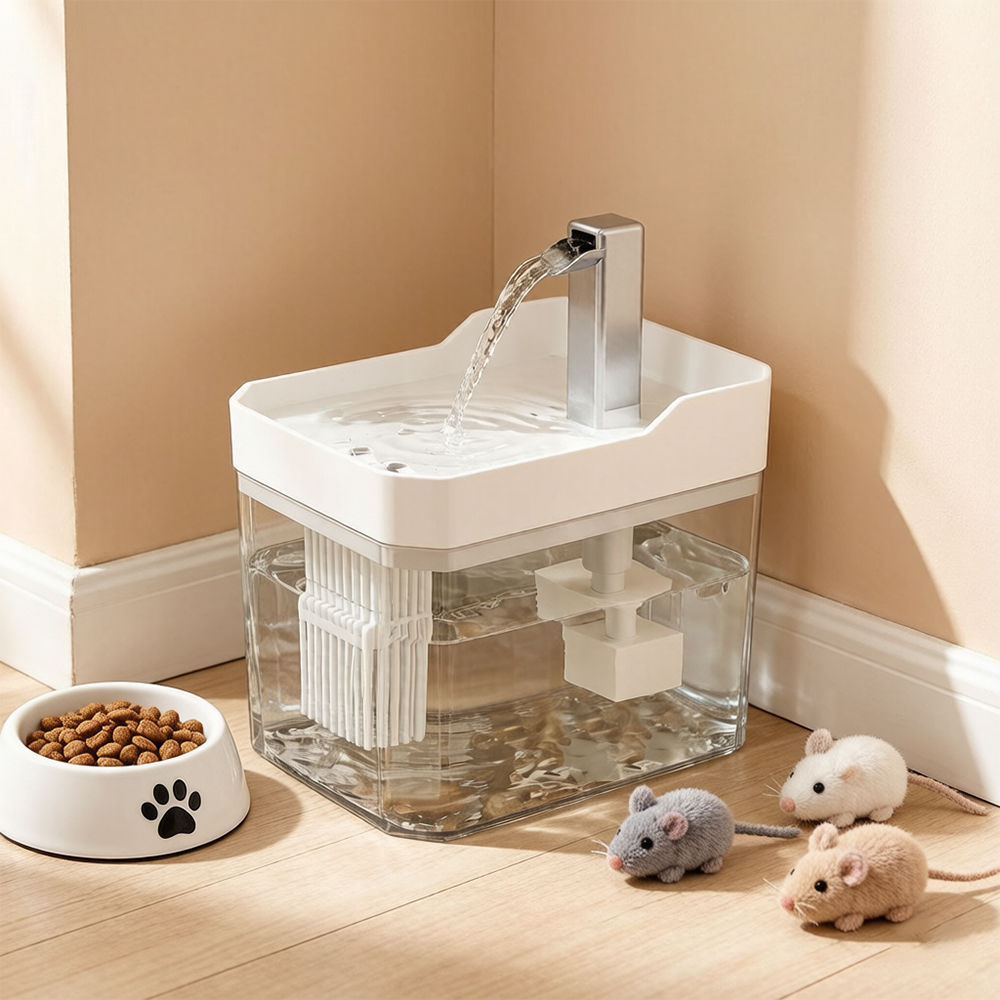 Fonte de água para gatos com filtro automático, transparente