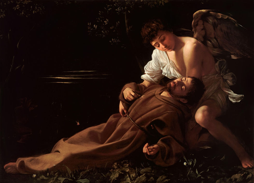São Francisco em êxtase de Caravaggio que veio do Wadsworth Atheneum of Art, Hartford para exposição em Roma
