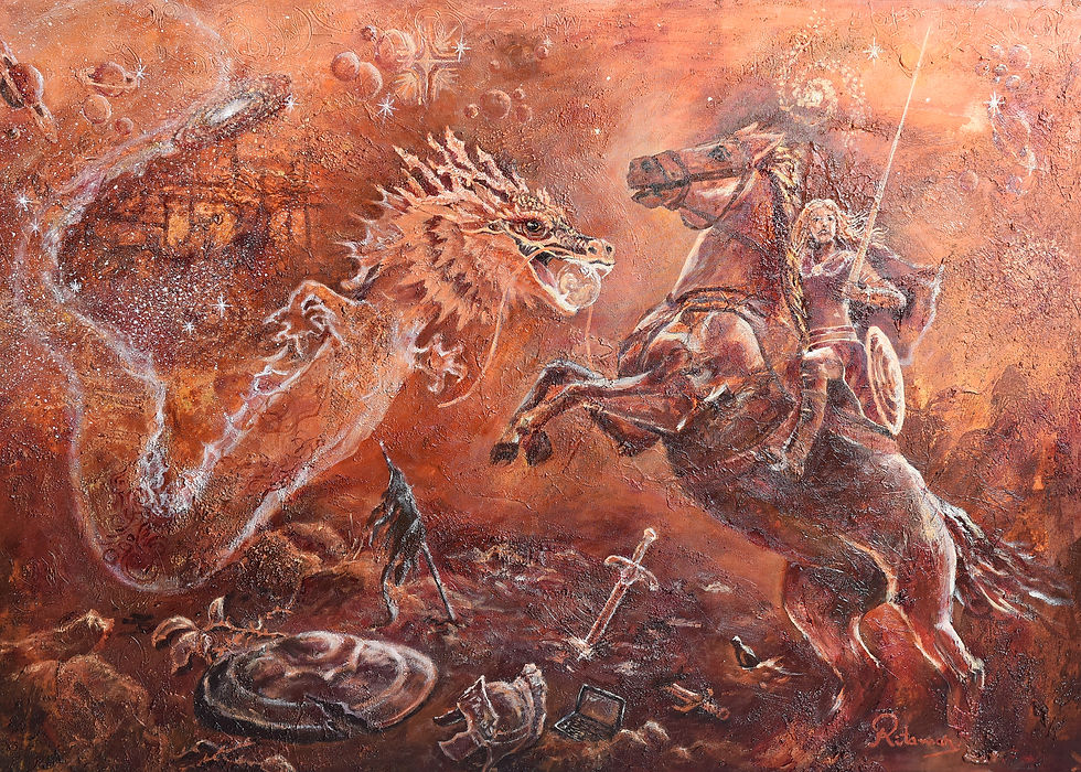 Reflexo de Quixote. Mista e acrilica sobre tela 100 x 70 - Exposição París 2022