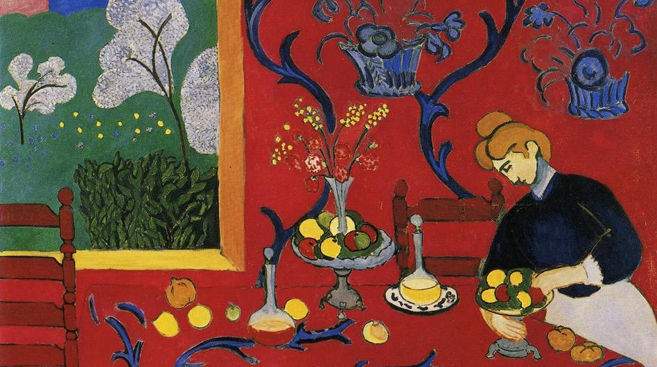 Harmonia em Vermelho, 1908, óleo sobre tela, 180 × 220 cm, Museu Hermitage, São Petersburgo