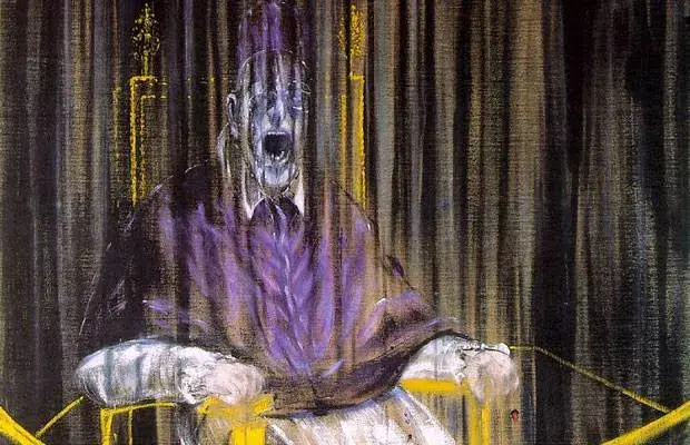 Francis Bacon traduz a luta interna, a carne exposta, a angústia e a coragem de se lançar no gesto. Study after Velázquez's Portrait of Pope Innocent