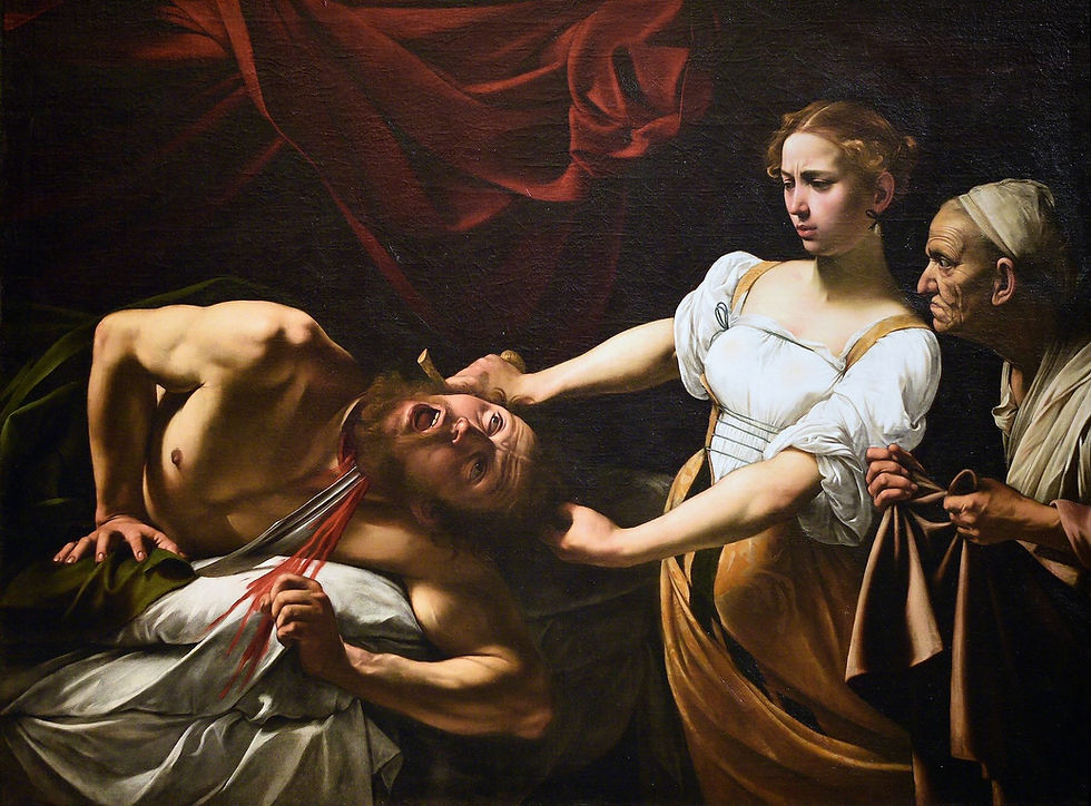 A famosa pintura“Giuditta e Oloferne” é uma das obras de destaque da exposição de Caravaggio em Roma
