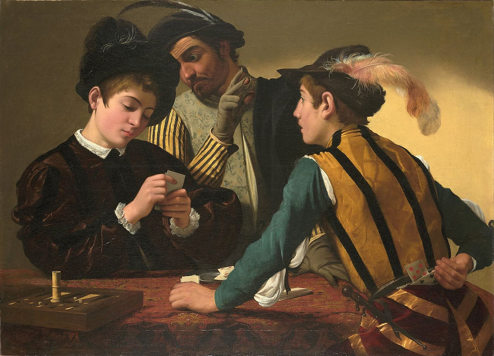 “Os Trapaceiros” realizada por Caravaggio em 1595