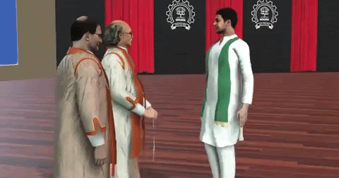 A VR image of a student receiving his medal at IIT-Bombay’s 2020 graduation ceremony