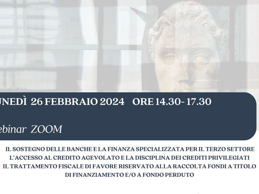 Webinar: Il sostegno delle banche e la finanza specializzata per il terzo settore