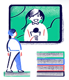 Illustration of young person looking at the television