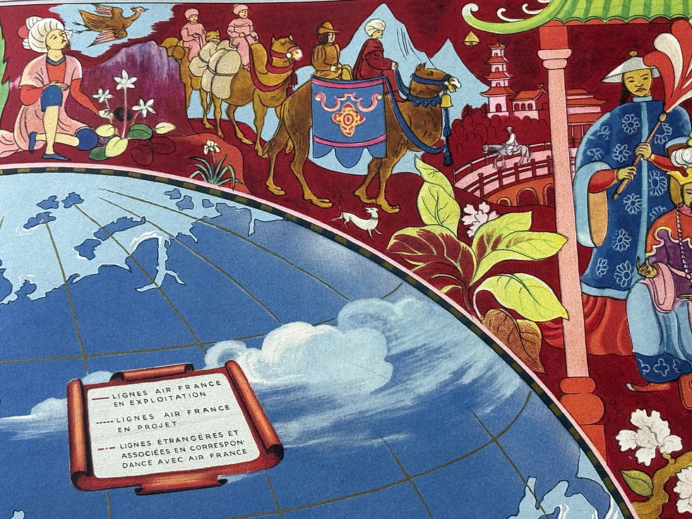 サムネイル： AIR FRANCE: Vintage Pictorial World Map 1952, Lucien Boucher