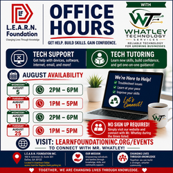 August Office Hours for Tech Support and Tech Tutoring