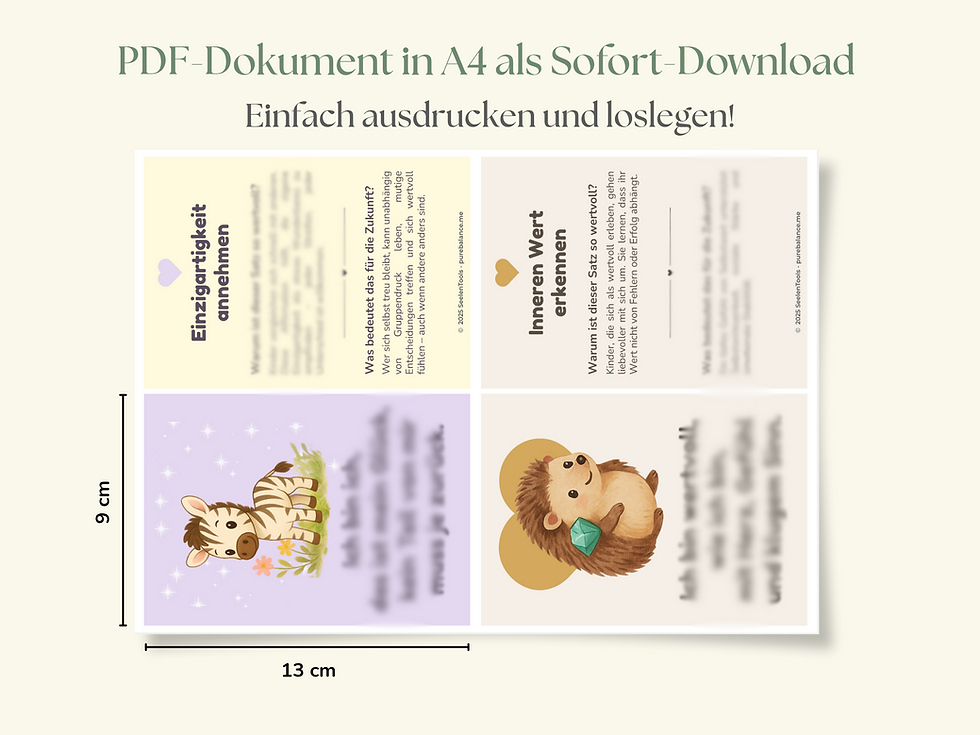 Miniaturbild: Affirmationskarten für Kinder als Sofort-Download im PDF-Format.