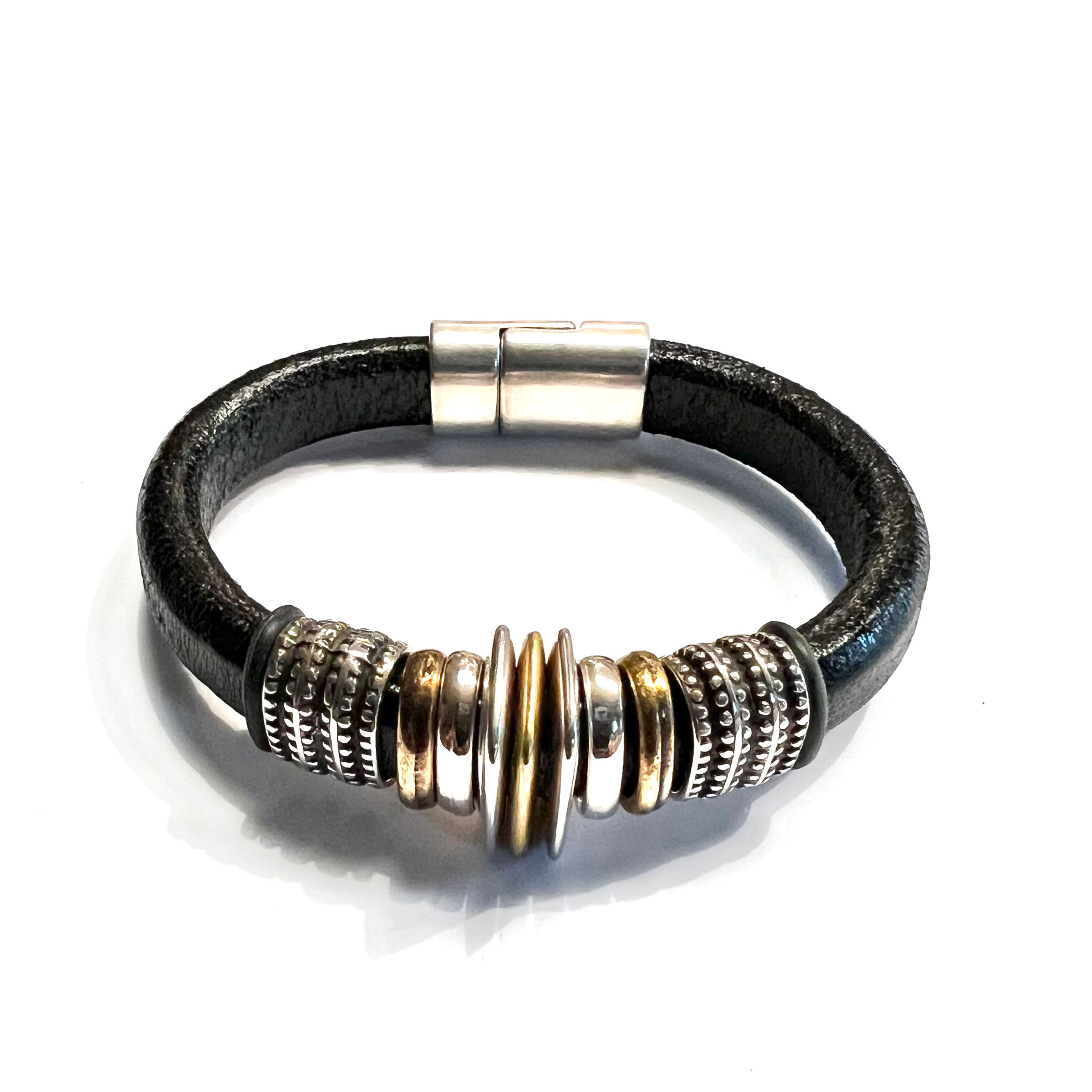 Black Regaliz leather with Assorted Colored Sliders