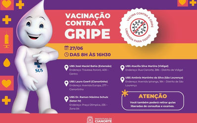 Saúde libera vacina contra a gripe para toda a população e promove ação neste sábado