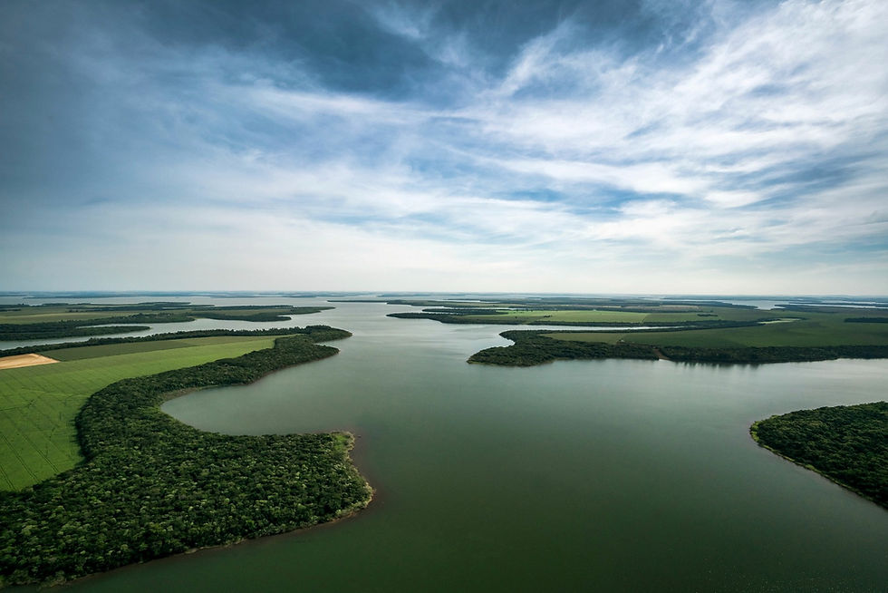Faixa de proteção e reservatório da usina de Itaipu. Foto: Alexandre Marchetti/Itaipu Binacional.