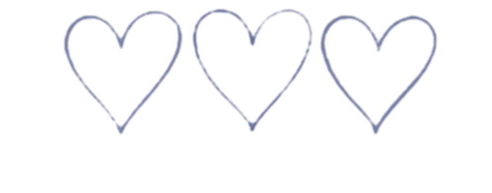 three drawn hearts matching the logo of 