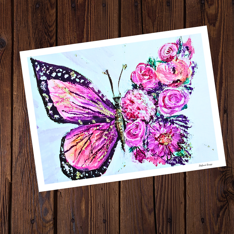 Thumbnail: Blooming Butterfly, Magenta on Blue
