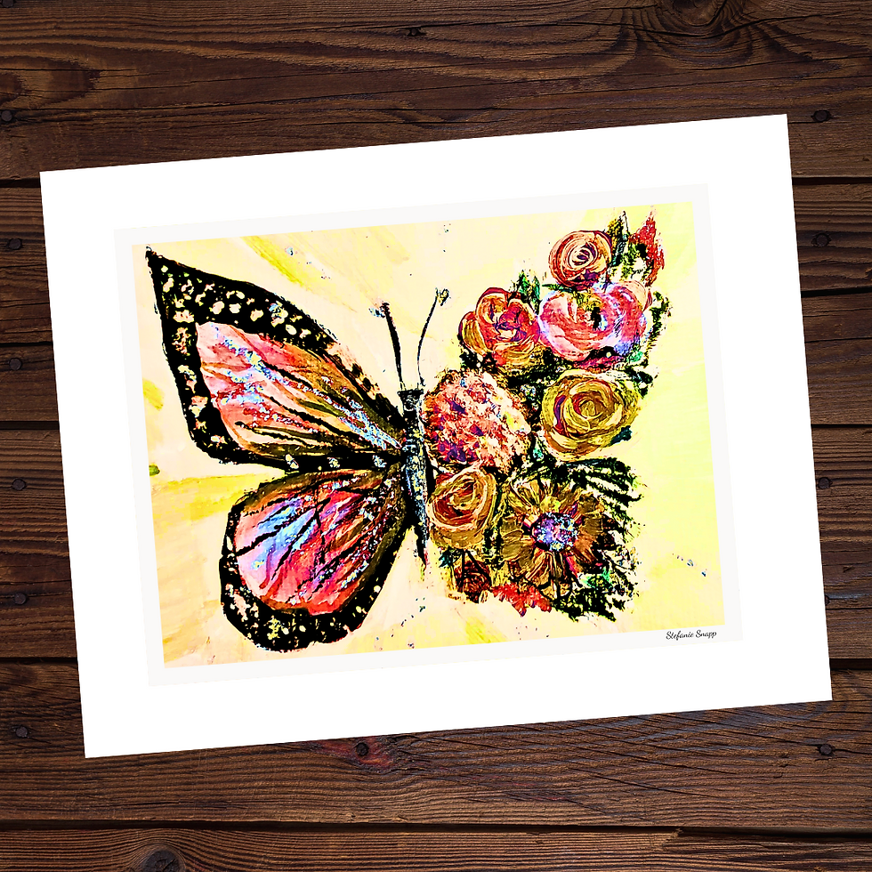 Thumbnail: Blooming Butterfly, pink on yellow