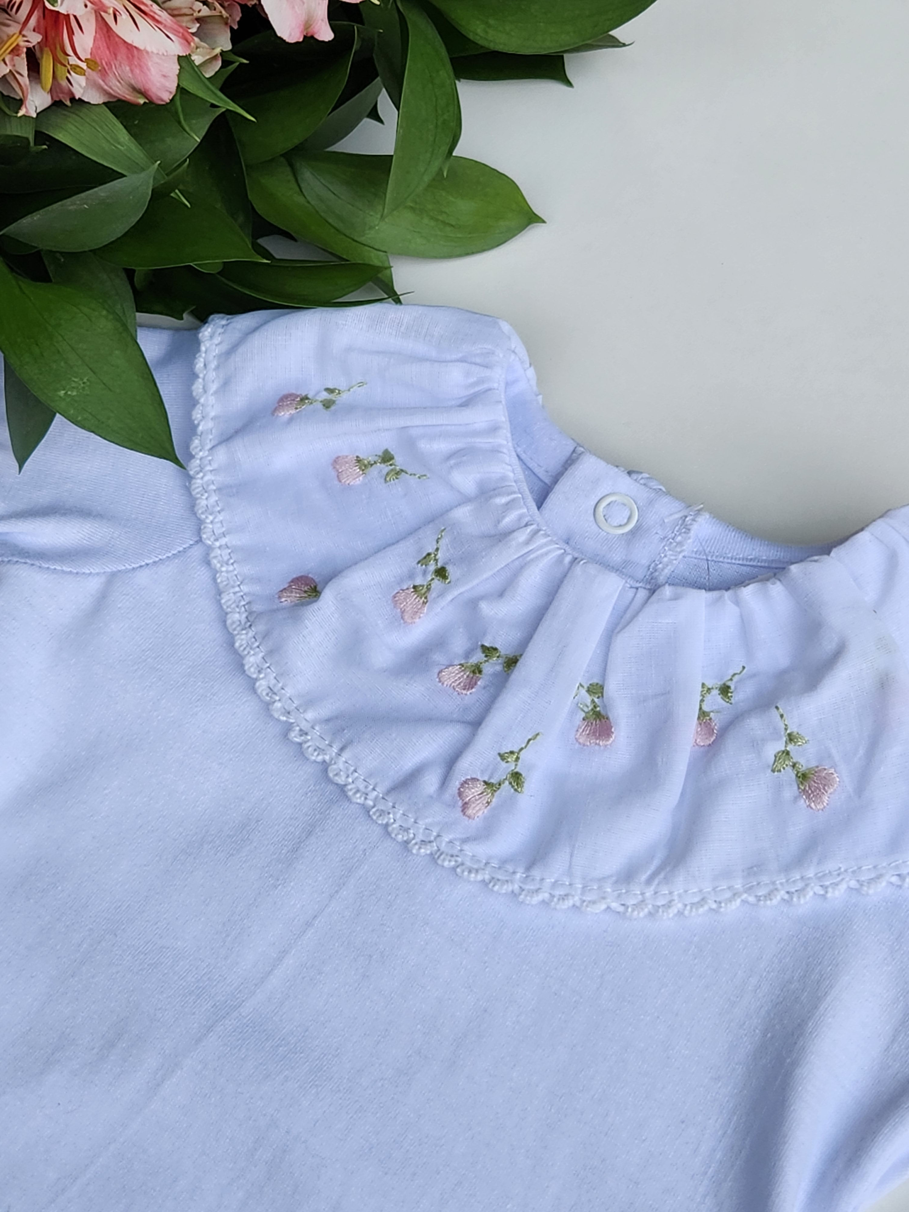 Body Gola  Flor Manga Curta