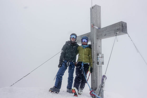 Top van de Piz Buin, ski beklimming winter