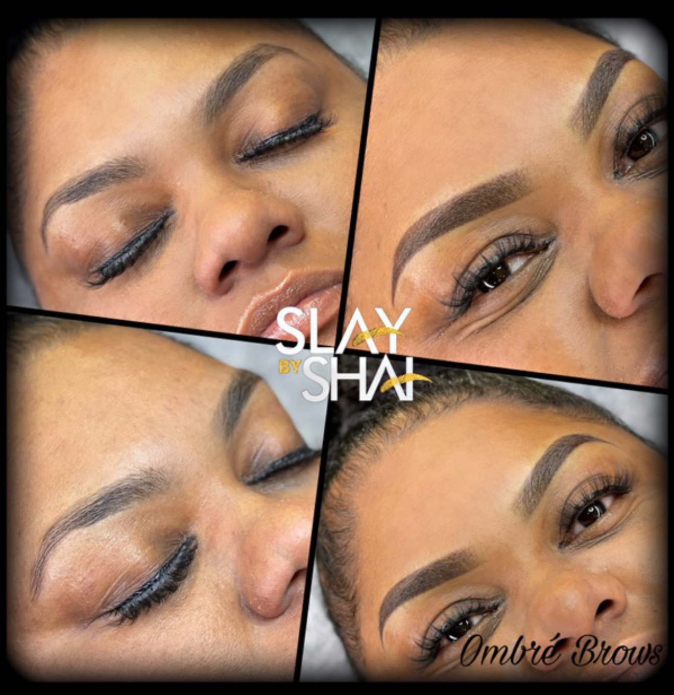 Ombré brow transformation — original client before and after collage