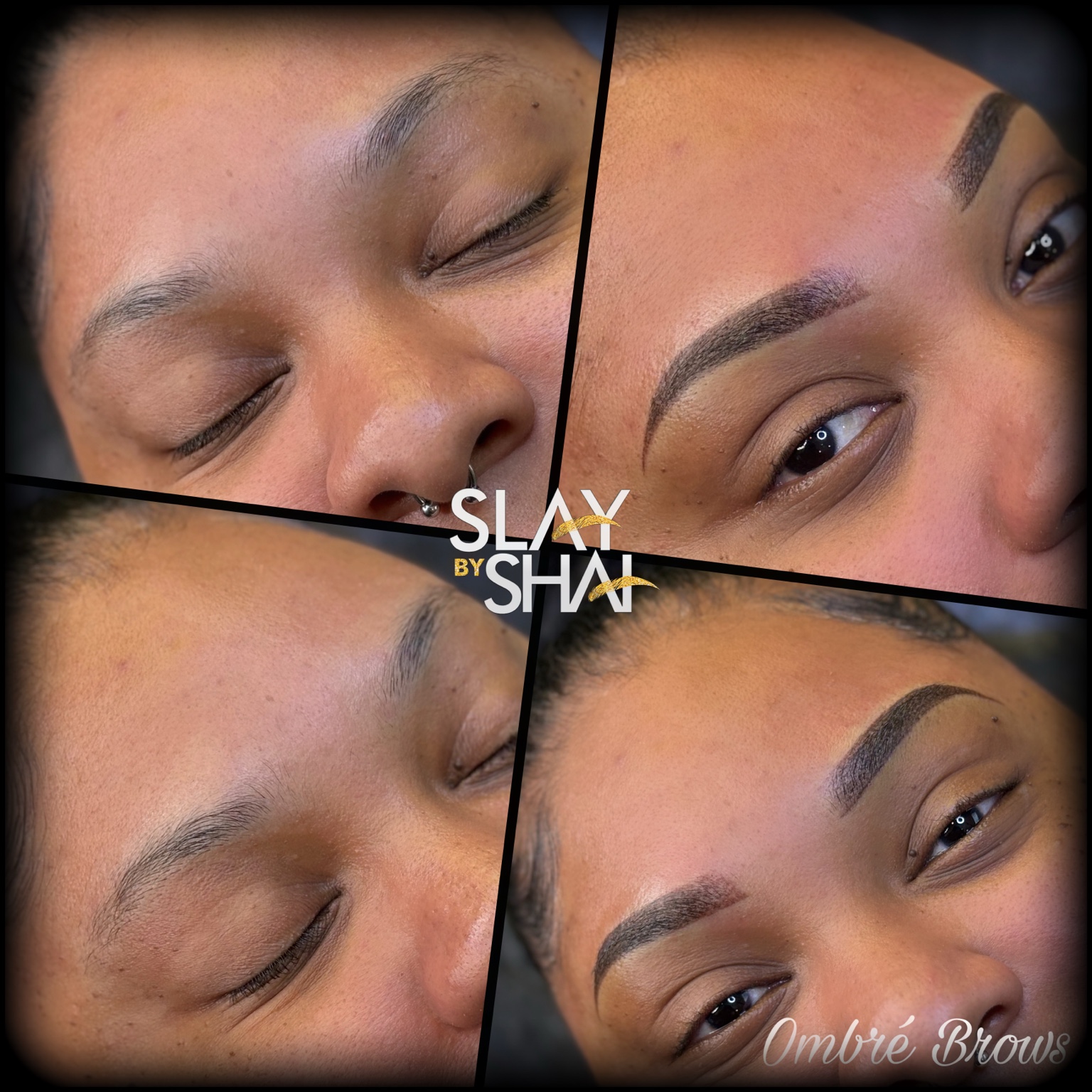 Ombré brow transformation — original client before and after collage