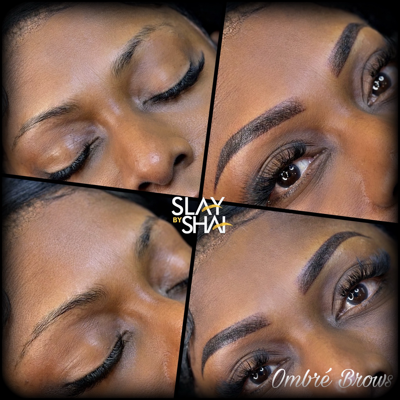 Ombré brow transformation — original client before and after collage