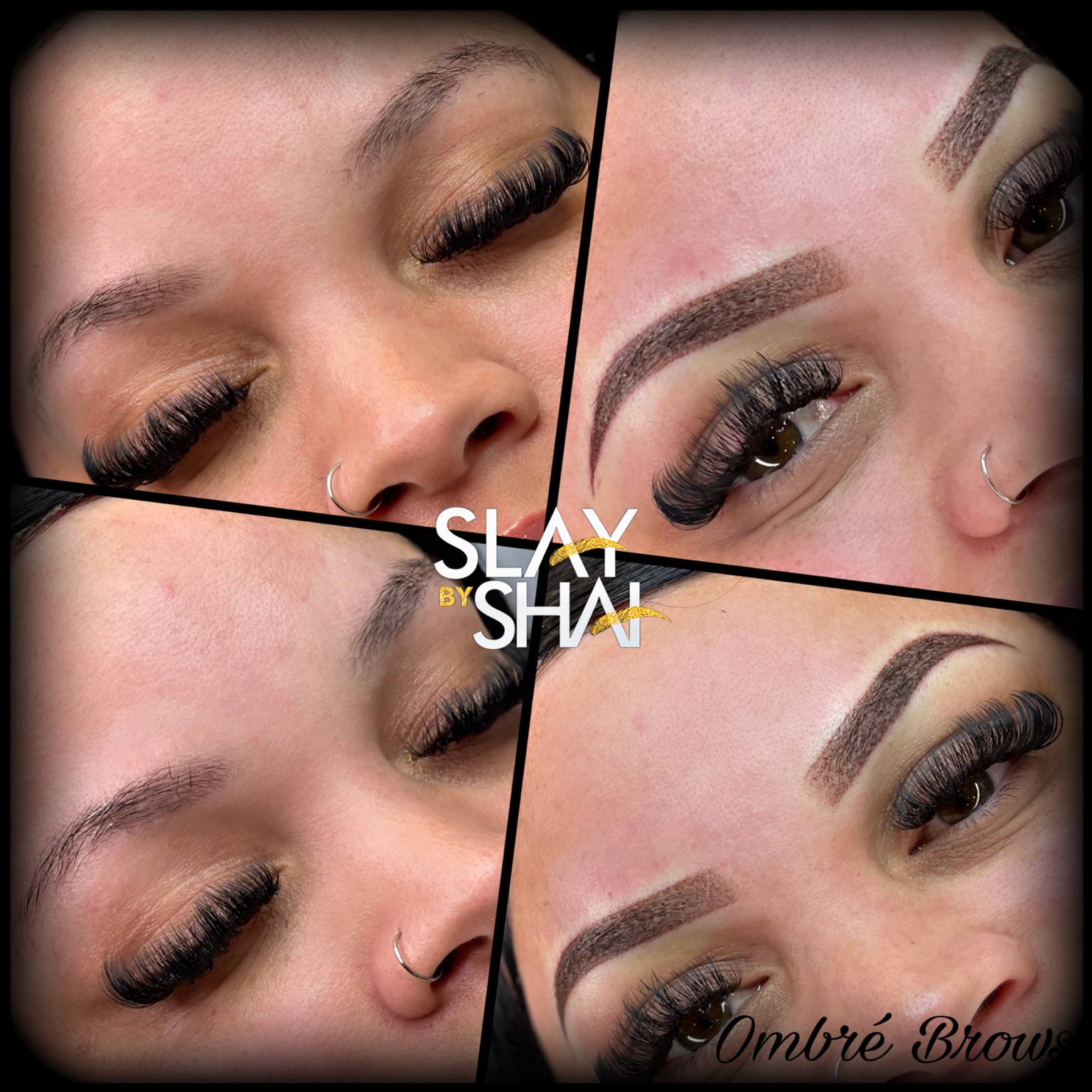Ombré brow transformation — original client before and after collage