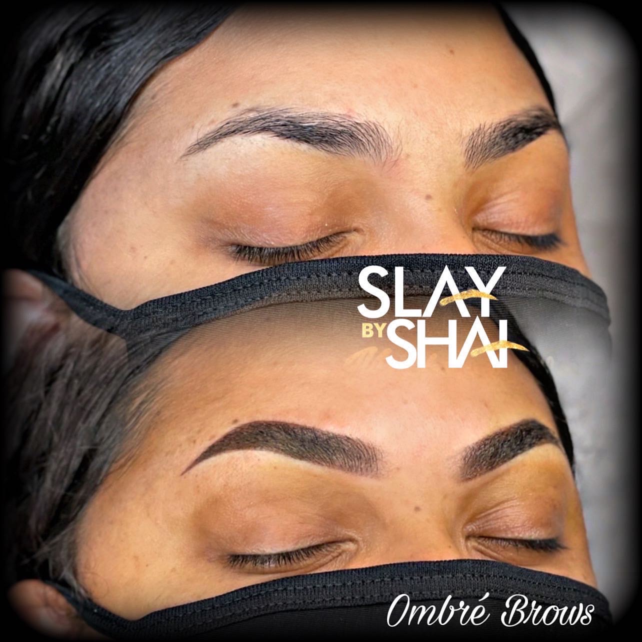 Ombré brow transformation — original client before and after collage