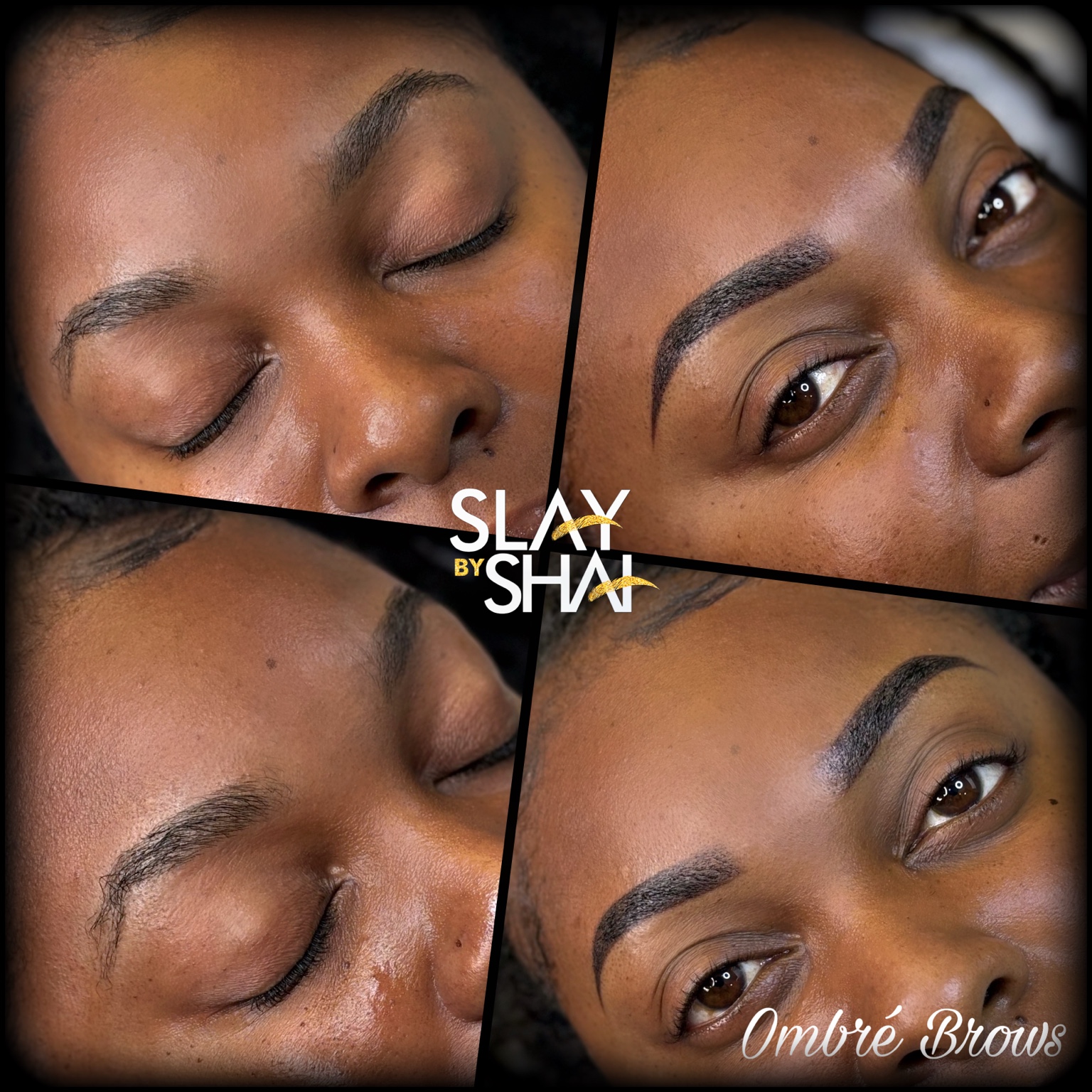 Ombré brow transformation — original client before and after collage