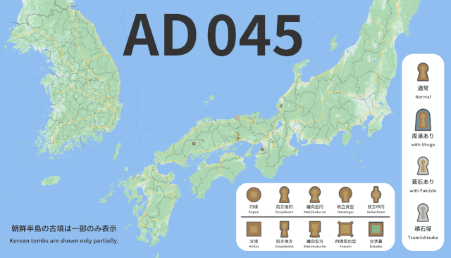 Kort over grave fundet i perioden