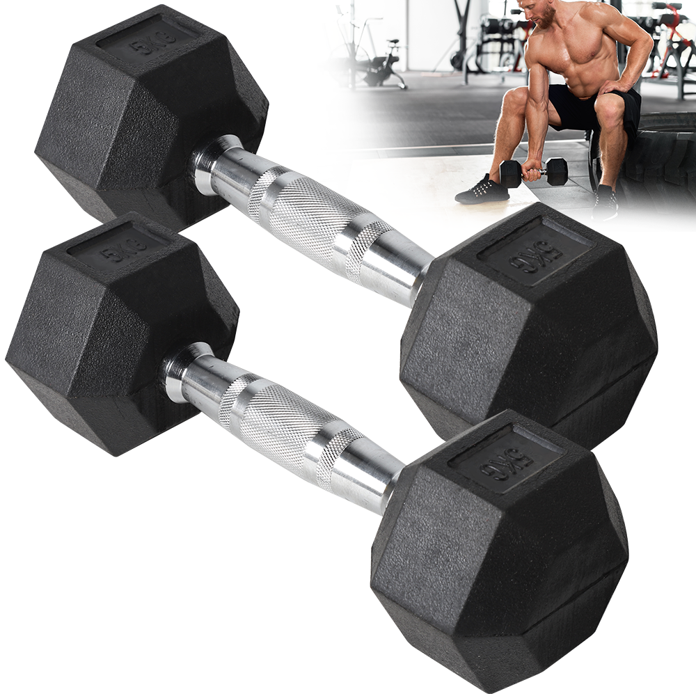 2pc 5kg/7.5kg Fitness Dumbbell Sports Hex Weights Sets Home Gym Fitness Hexagona