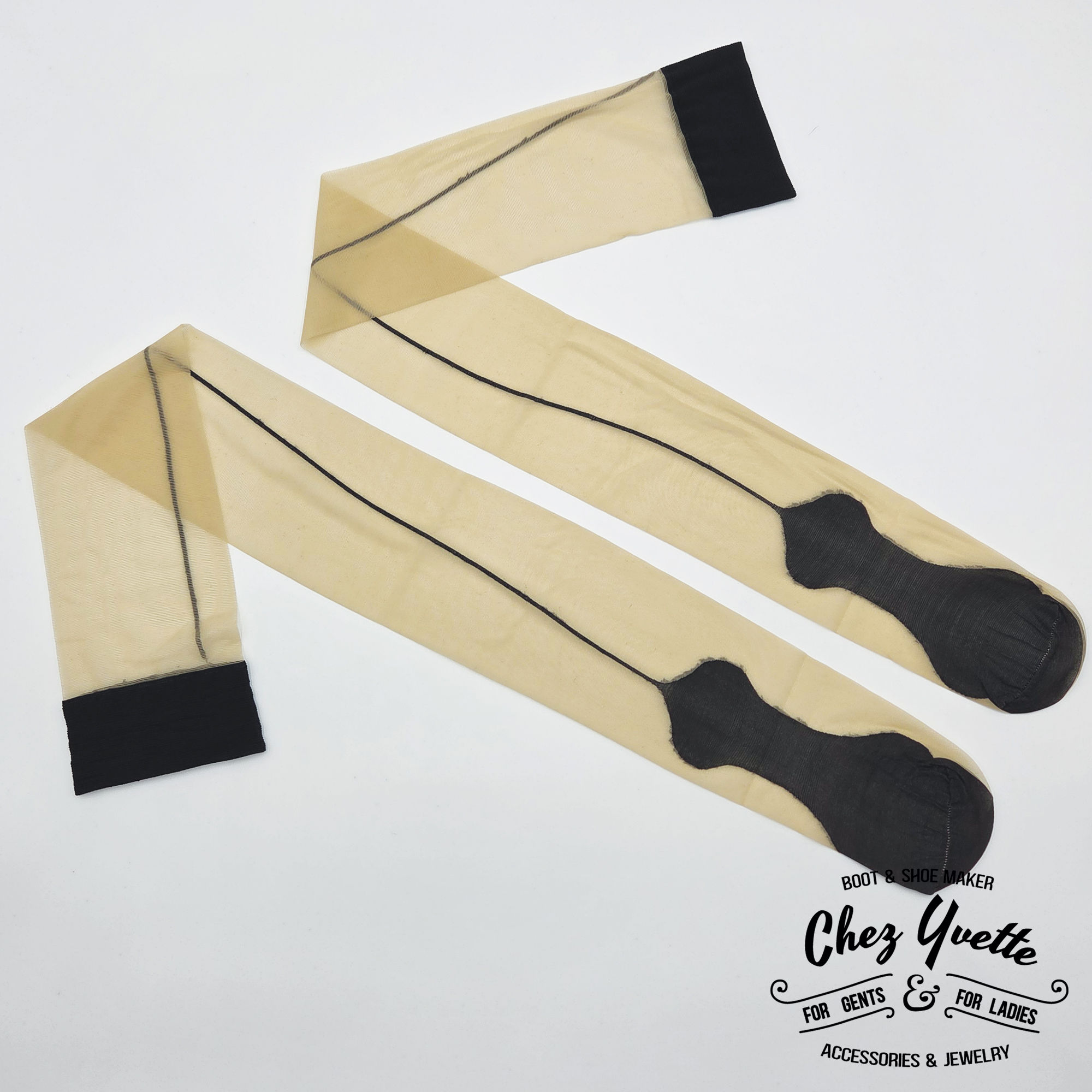 1940'S Nylon Stockings - Bas Nylon avec couture des années 1940 - Reproduction