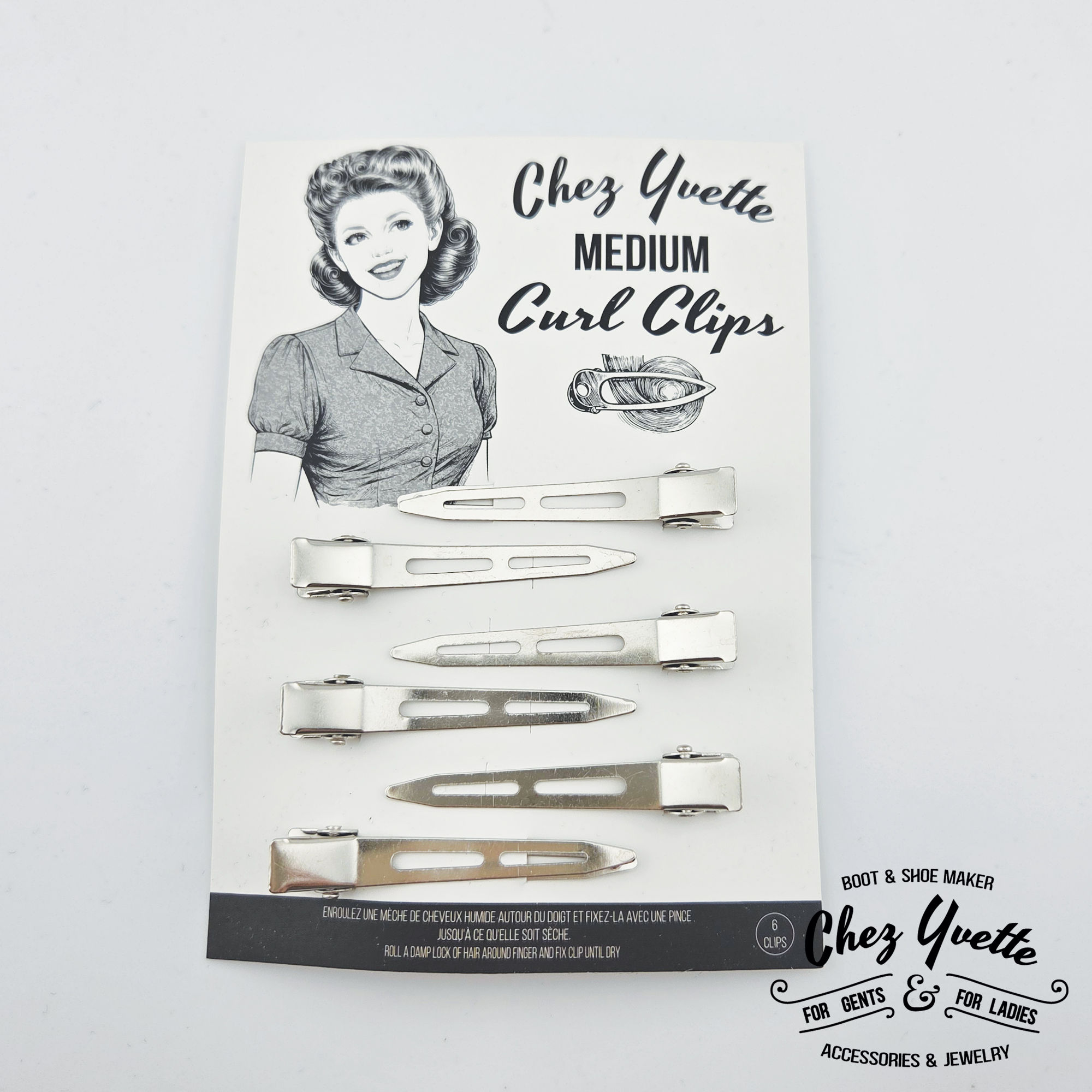 Medium Curl Clips Vintage – Pinces à Boucles Années 40 – Lot de 6