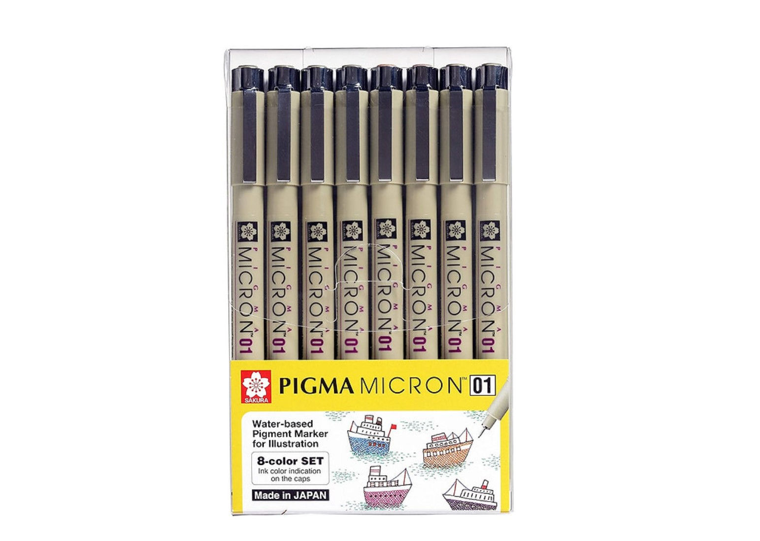 Sakura Pigma Micron Fineliner Drawing 8 Assorted Color Pens Set