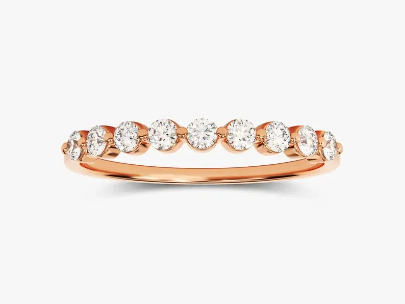 18K Solid Gold Round-Cut Anniversary Ring Nine-Stone Anniversary Ring For Women