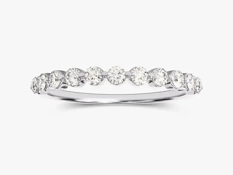 Round Cut Floating Anniversary Ring with 14K Gold