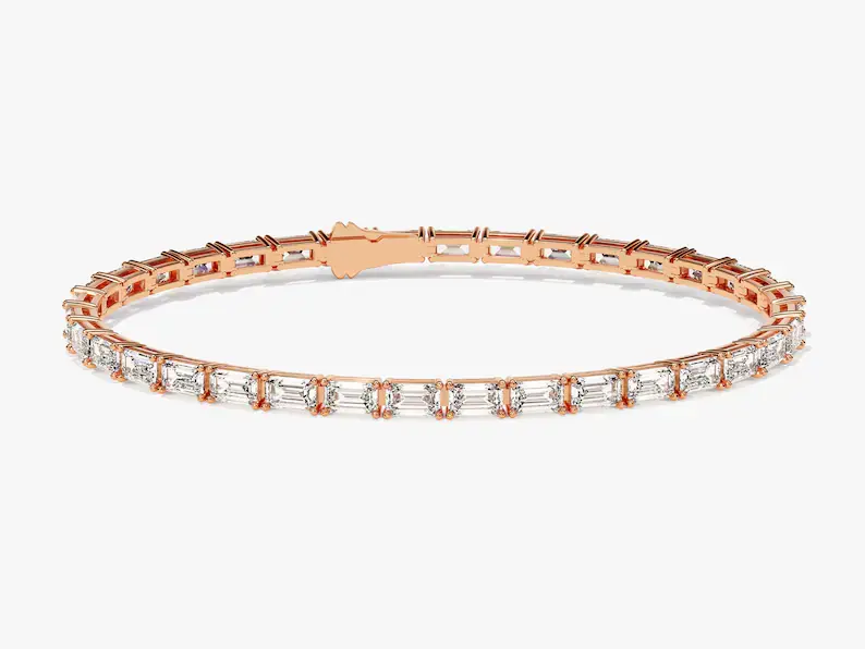 18K Solid Gold Moissanite Tennis Diamond Bracelet for Women