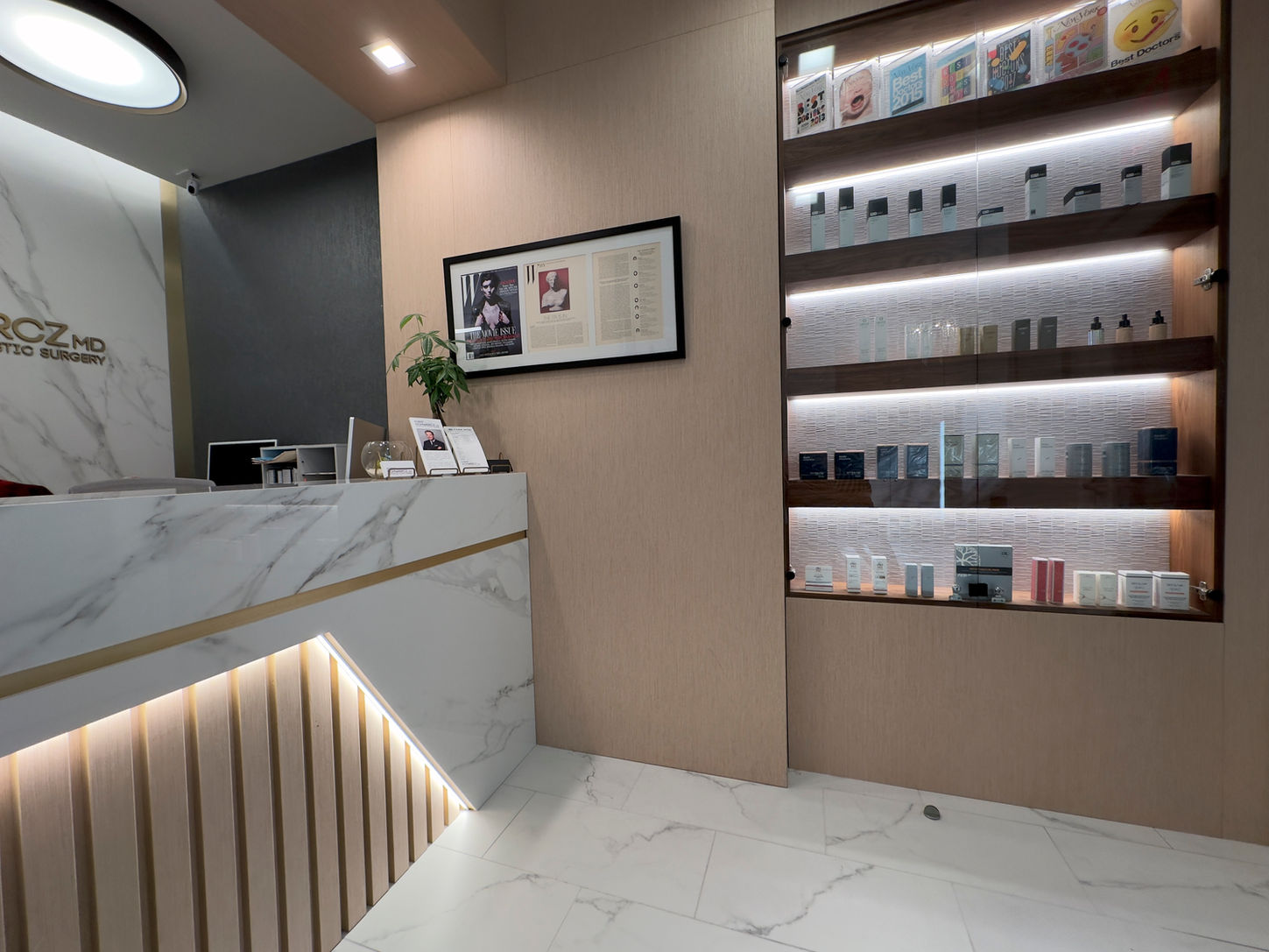 The product retail area of Robert Schwarcz, MD Oculofacial Plastic Surgery in NYC.