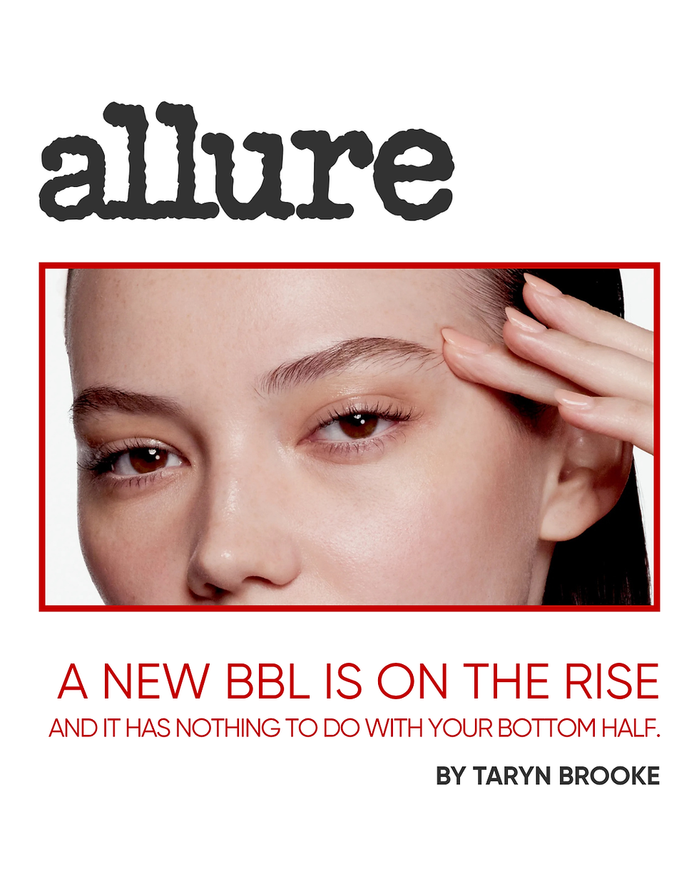 Image of a woman touching her brow. The logo for Allure is overlayed