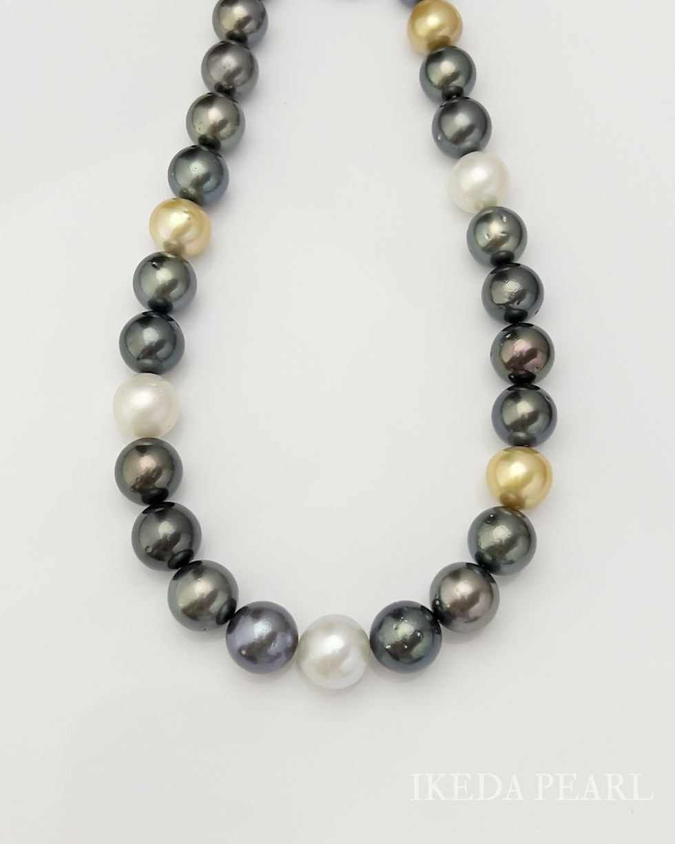15.0-12.5mm Multi-Colored South Sea and Tahitian Pearl Necklace