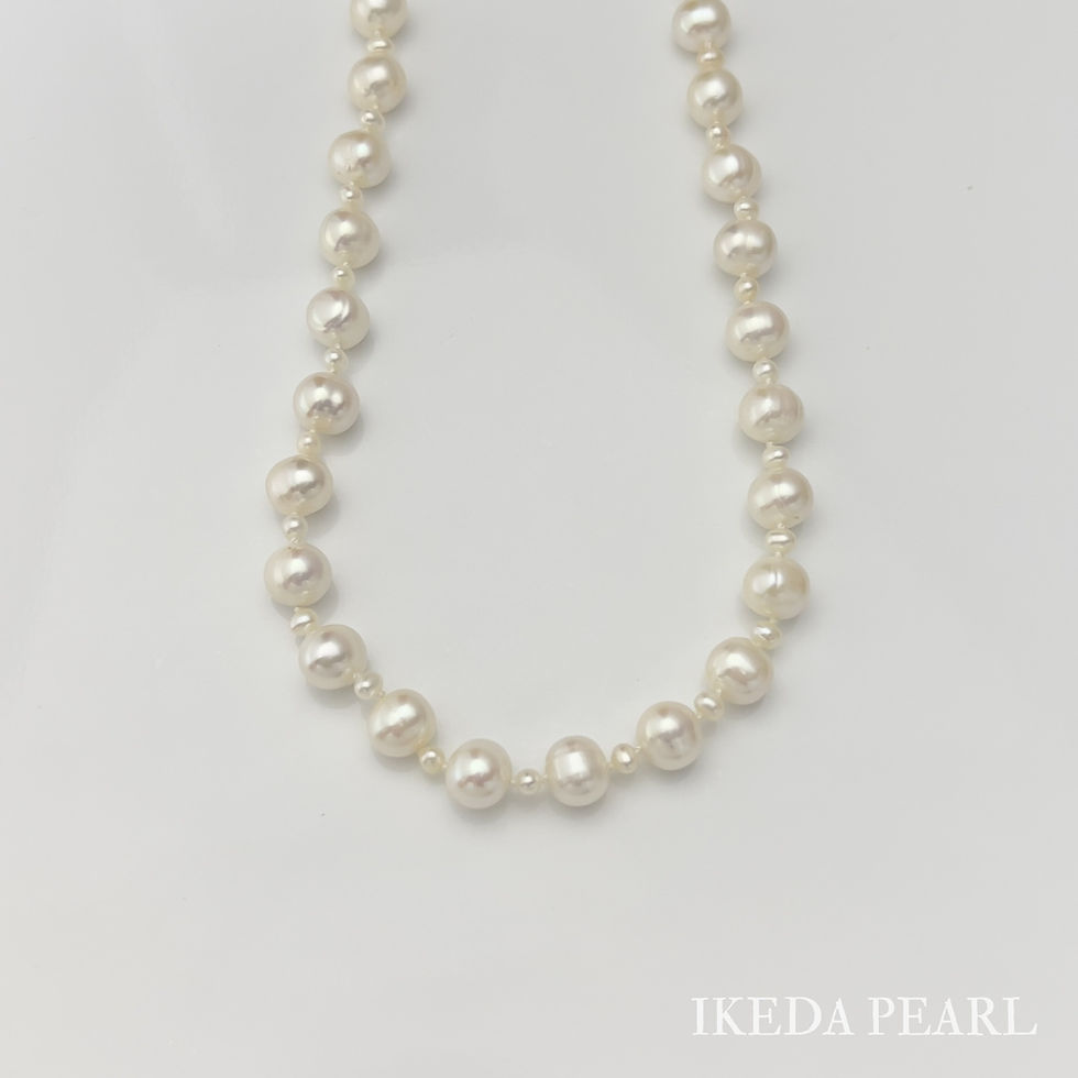 10.0-9.0mm and 4.0-3.5mm White Oval Drop Freshwater Pearl Necklace
