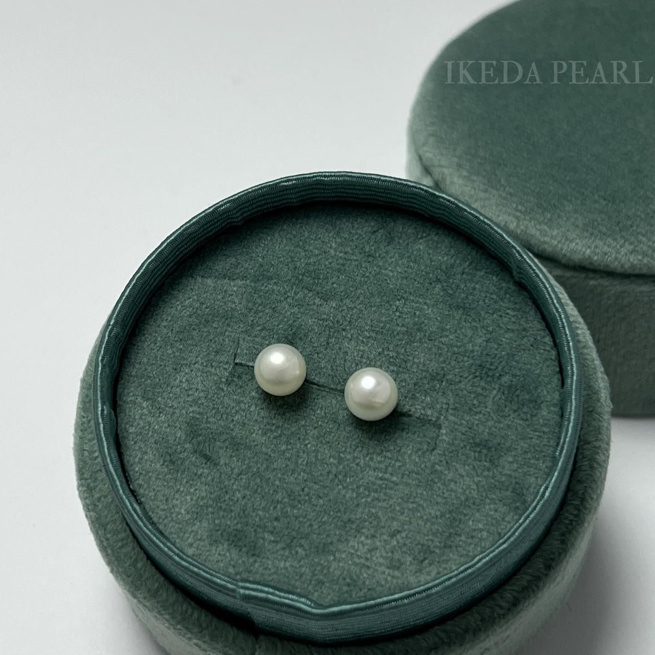 6.5-6.0mm White Japanese Akoya Pearl Stud Earrings