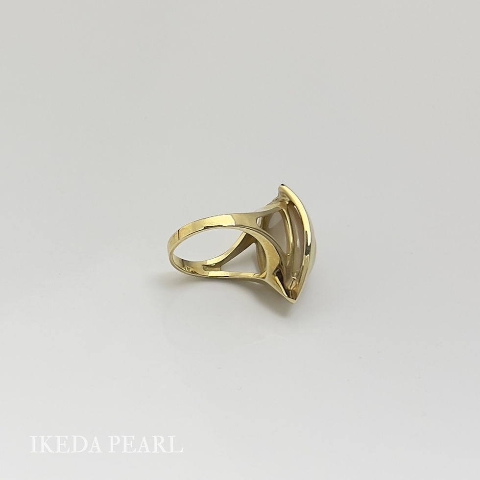 Thumbnail: 18.5x12.0mm Pink Oval Japanese Mabe Pearl Ring