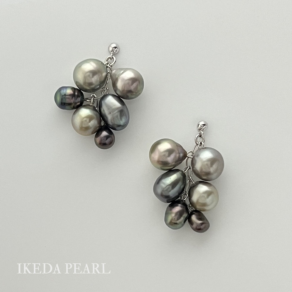 Thumbnail: 9.0-5.0mm Pastel Tahitian Cluster Pearl Drop Earrings