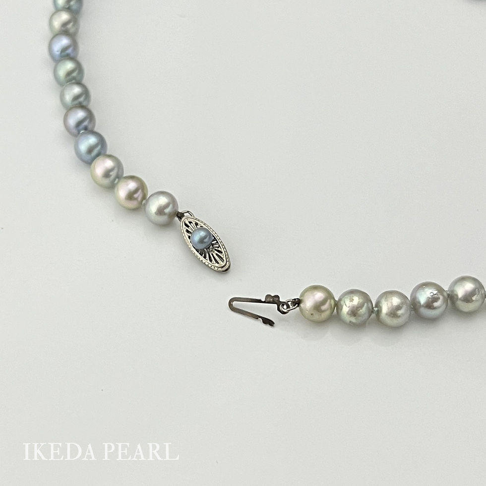 Thumbnail: 7.0-6.5mm Silver Blue Japanese Akoya Pearl Necklace with Pearl Clasp