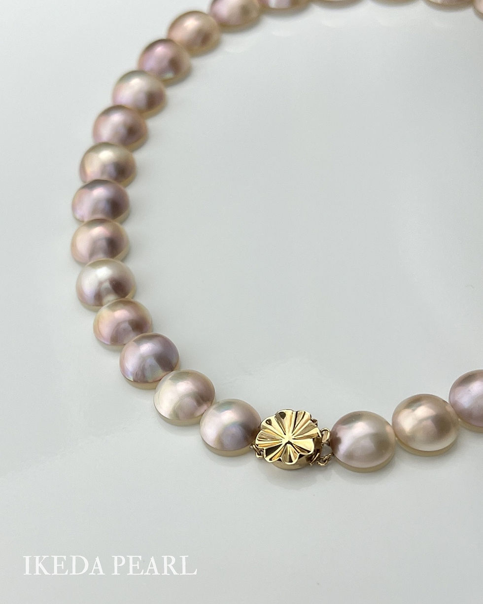 Thumbnail: 16.5-12.0mm Pink Round Mabe Pearl Necklace