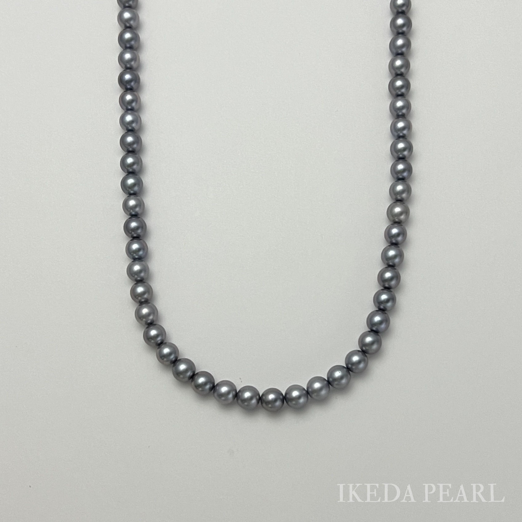 6.5-6.0mm Silver Blue Japanese Akoya Pearl Necklace