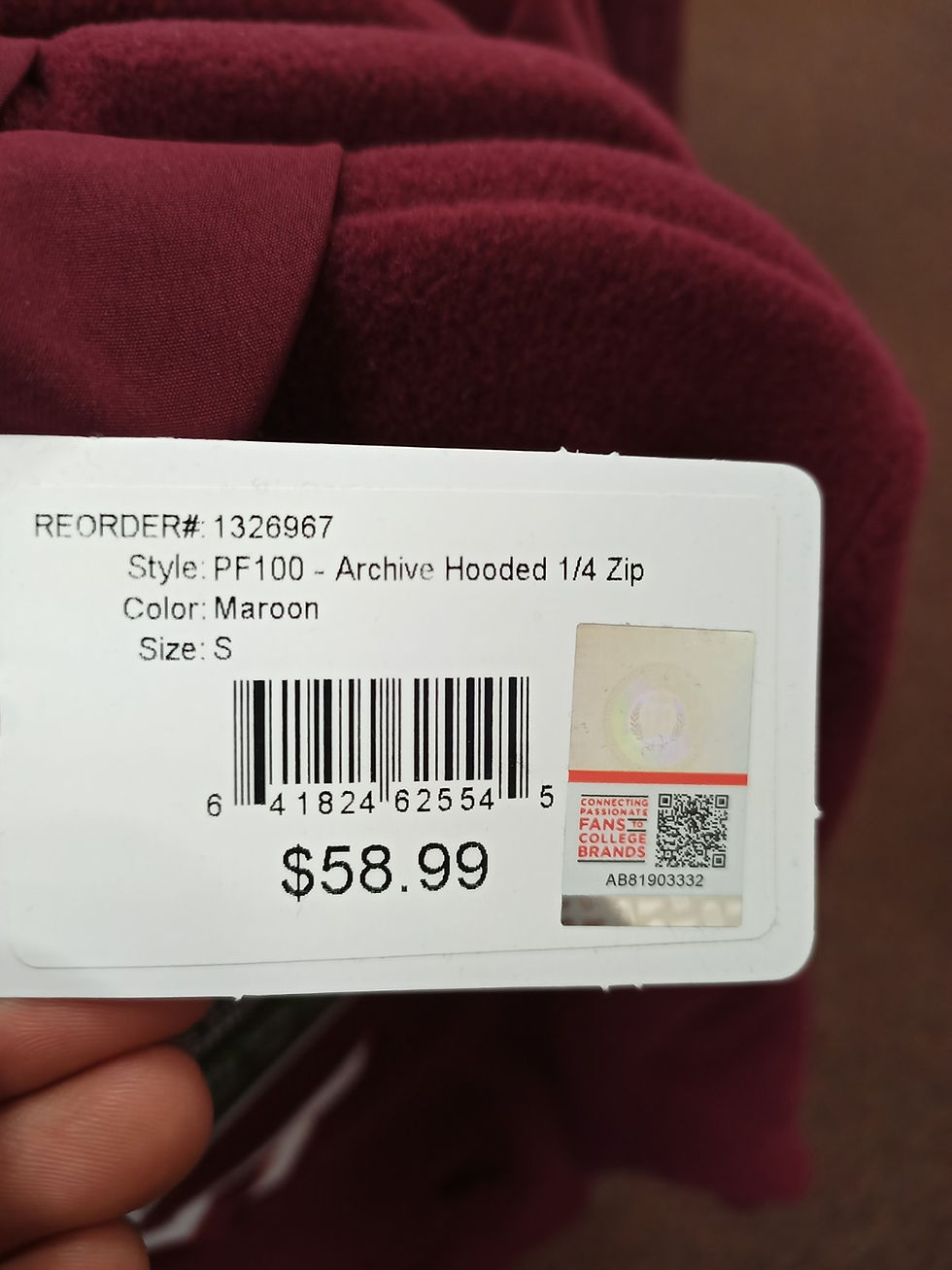 Thumbnail: League VT Maroon Archive Hooded 1/4 zip Stock # 1326967